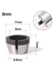 5pcs Collets Set 6.35mm 8mm 6mm Collet Chuck Drill Trimming Machine Electric Router Milling Cutter Accessories