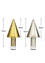 XCAN Metal Drill 1pc 5-35mm Step Cone Drill Tin Coated Straight Groove Hole Cutter HSS Round Shank Step Drill Bit