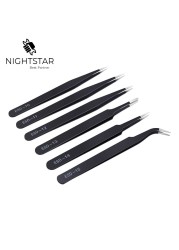 Anti-static Precision Tweezers Set Stainless Steel ESD Electronic Tweezers Repair Soldering Iron Tool for Eyelashes Beauty