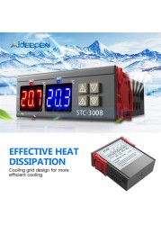 STC-3008 3018 3028 AC 110V 220V DC 12V 24V 10A Dual Digital Temperature Humidity Controller Heating Cooling Two Relay Output