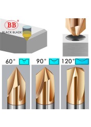 BB-قاطع تفريز كربيد الشطب ، حافة مشطوفة V ، راوتر groove 60 90 120 درجة 2 3 مزامير