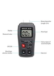 EMT01 0-99.9% Digital Wood Moisture Meter Wood Moisture Meter Hygrometer Wood Moisture Detector Large LCD Display