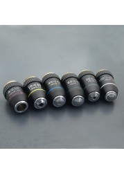 195 Black Achromatic Objective 4X 10X 20X 40X 60X 100X High Quality Microscope Objective Lens RMS 20.2mm Objective