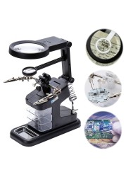 3X 4.5X 25X Welding Magnifying Glass with LED Light Lens Magnifier Auxiliary Clip Loupe Desktop Magnifier Repair Tool for Welding