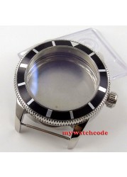 46mm 316L Steel Black Bezel Watch Fit ETA 2836 Miyota 8215 821A DG 2813 3804 movement