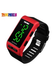 SKMEI Sports Digital Women's Watch Fashion Casual Waterproof Lady Wristwatch PU Strap Alarm Week Display Watches 1364