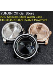 40mm NH35 NH36 Case Sapphire Glass 904L Stainless Steel Watch Bezel Adjustment Fits NH35/NH36/ETA2824 Movement