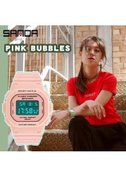 SANDA Fashion Simple Sports Watch Women Casual Military Watches Alarm Clock Shock Resistant Waterproof Digital Watches Female 293