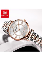 OLEVS Fashion Stainless Steel Solid Wristwatch For Women roma pon ila High Quality Waterproof Quartz Women Calendar Wristwatches