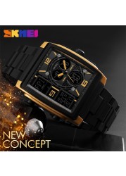 SKMEI 1274 Men's 5ATM Waterproof Students Quartz Wristwatch Digital Alarm Date Year EL Backlight Chronograph EL Lighting Chip