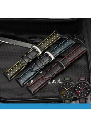 For Omega Tissot T116.617 Fashion Sport Genuine Leather Watch Strap Male 22mmBlack Red Orange Blue Yellow Line Soft Accessories