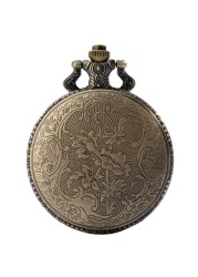 Souvenir Vintage Men's Quartz Pocket Watch Wild Animal Pattern Thick Chain Unique Personality Unisex Hollow out Watch