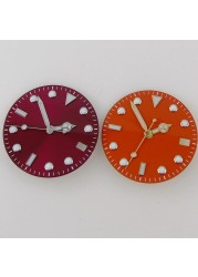 28.5mm watch dial orange red sterile watch dial fit for NH35A movement automatic watch dial luminous hands