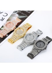 Luxury Diamond Men's Wristwatch Hip-Hop Quartz Wristwatch for Men Gold Stainless Steel reloj hombre 2022