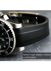 سوار مطاطي لساعة Submariner 116610 GMT ، 20 مللي متر ، طرف منحني ، ساعة رجالية ، ماء شبح ، Oysterflex ، تاج