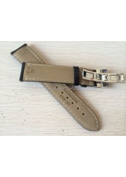 19mm (Buckle18mm) PRC200 T17 T41 T461 High Quality Silver Butterfly Buckle + Black Genuine Leather Watch Bands Strap