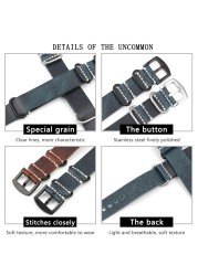 NATO Genuine Leather Strap Watchband 20mm 22mm 24mm Vintage Zulu Strap for Men Women Wristbands Replacement Watch