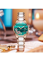 Luxury Women Watch Ceramic Strap Ladies Watch Japanese Movement Diamond Note Woman Wristwatch Gift for Wife Montre Femme