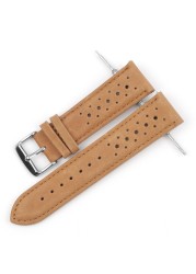 Handmade watch strap 18mm 19mm 20mm 22mm leather strap black brown blue breathable porous watches #C