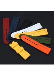 Nature Soft Silicone 24mm Watchband Bracelet for Panerai Strap for PAM389/111/441 Waterproof Watch Accessories Watch Band