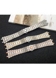 21mm 26mm Silver Black Gold Full Stainless Steel Bracelet for Audemars Piguet Royal Oak Strap Watch Band Accessories for 15400