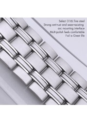 20mm 316L Silver Stainless Steel Watch Strap For Omega New Seamaster 300 Speedmaster Planet Ocean Watch Band For Men Bracelet