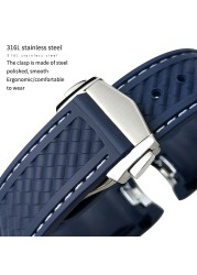 20mm Rubber Silicone Watch Strap Fit For Omega Seamaster 300 AT150 Aqua Terra Ultra Light 8900 Steel Buckle Watchband Bracelets