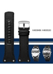 Nylon+Leather Watchband Thickened Canvas Strap For K4b381b6 K4b381b3 K4B384B6 Waterproof Wristband Watch Band 30mm Black With Tool