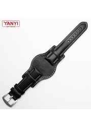 Genuine Leather Bracelet 18mm 20mm 21mm 22mm Watch Strap Man Watchband With Mat Wrist Band Handmade Leather Bracelet