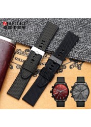 For Diesel Dz4500 Dz4506 DZ7420 DZ4318 Canvas Silicone Watch Strap Men's Officer Series 24 26 28mm Accessories Nylon Watchband