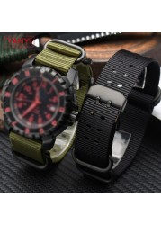 Nylon men's watch strap, 22mm and 23mm, waterproof, sport, luminox, NATO strap, black, trendy