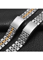 Metal Solid Stainless Steel Strap For Tudor Princes 19mm Folding Buckle Bracelet Replacement Men Women Curved End Watchband