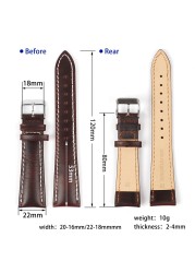 Retro Cowhide Watch Strap 20mm 22mm Red Brown Dark Coffee Half Arc Deformed Oil Wax Genuine Leather Strap Watchband Replacement Strap