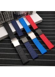 Silicone rubber watch band, 22mm, black, blue, red, yellow, stainless steel buckle for navitimer/avenger/Breitling strap