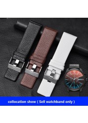 Genuine Leather Watchband for Diesel DZ7256 DZ4344 DZ1657 DZ12 Watch Band Litchi Grain 22 24 26 27 28 30 32 34mm Strap Bracelet