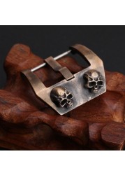 Double skull buckle, 24mm 26mm bronze buckle Cusn8 casting buckle Suitable for bronze watch buckle leather strap buckle