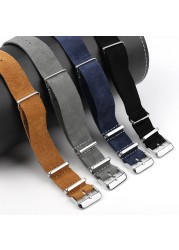 NATO Zulu Watch Strap Suede Leather Soft Watch Band Stainless Steel Square Buckle Wrist Replacement Strap18mm 20mm 22mm 24mm