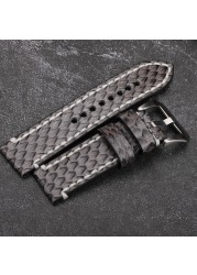 Handmade Gray Python Leather Bracelet, 20 22 24 26mm, Compatible with PAM111 441, Leather Strap, Men's Bracelet