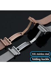 Watch Accessories Folding Clasp 20mm 22mm Milanese Stainless Steel Mesh Watch Band Best For IWC Portofino Family Chain Strap