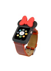 Half Pack Stereo Mini Ears Soft PU Anti-fall Frame For Apple Watch 6/SE/5/4/3/2/1 Cover for iwatch