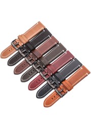 Genuine Leather Watch Band Strap Manual Men Thick 7 Colors 18mm 20mm 22mm 24mm Watchbands Stainless Steel Buckle Accessories