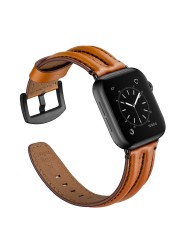 Genuine Leather Strap for Apple Watch Band 44mm 40mm 42mm 38mm Double Casual Band Bracelet iWatch Series 5 4 3 se 6 7 45mm 41mm