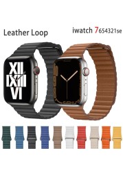 Link Leather Strap for Apple Watch Band 44mm 45mm 40mm 38 42 1:1 Original Magnetic Loop Bracelet iWatch seires 6 4 SE 7 41 band