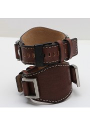 New design for Fossil JR1401 JR1156 JR1157 24mm luxury genuine leather strap tray gato watchband for men steel buckle strap
