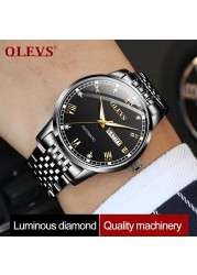 New OLEVS Men's Mechanical Watch Switzerland Wristwatch Business Men Waterproof Steel Strap Automatic Mechanical Watches Gift