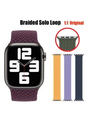 1:1 Official Braided Solo Loop For Apple Watch Band 44mm 40mm 42mm 38mm 3 4 5 SE 6 Nylon Bracelet iWatch Series 7 45mm 41mm Strap