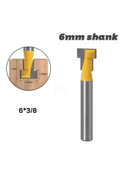 6mm 1/4 Inch Shank T-Slot Cutter Router Bit Set Master Hole Bit Hex Bolt T Slot Milling Wood Cutting Machine Woodworking Tool