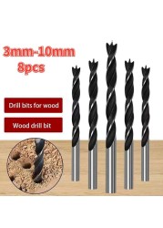 8pcs/set Wood Drill Bit Set 3mm-10mm Drill Bits Kit for Woodworking Wood Tools Screw Drill Bit High Carbon Steel