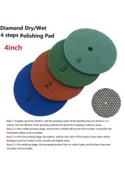 1/7pcs diamond polishing pads kit 4 inch 100mm wet/dry for granite stone concrete marble polishing use grinding discs set