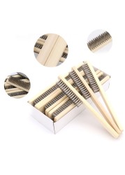 3pcs Wood Handle Stainless Steel Wire Brush Copper Brush for Industrial Appliances Surface/Inner Polishing Grinding Cleaning
